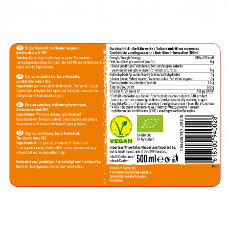 Jus de Carottes Bio*