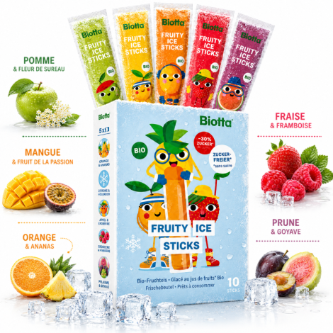 biotta, fruity ice sticks, glace bio, glace vegan, glace aux fruits, bâtonnet glacé, glace enfant,