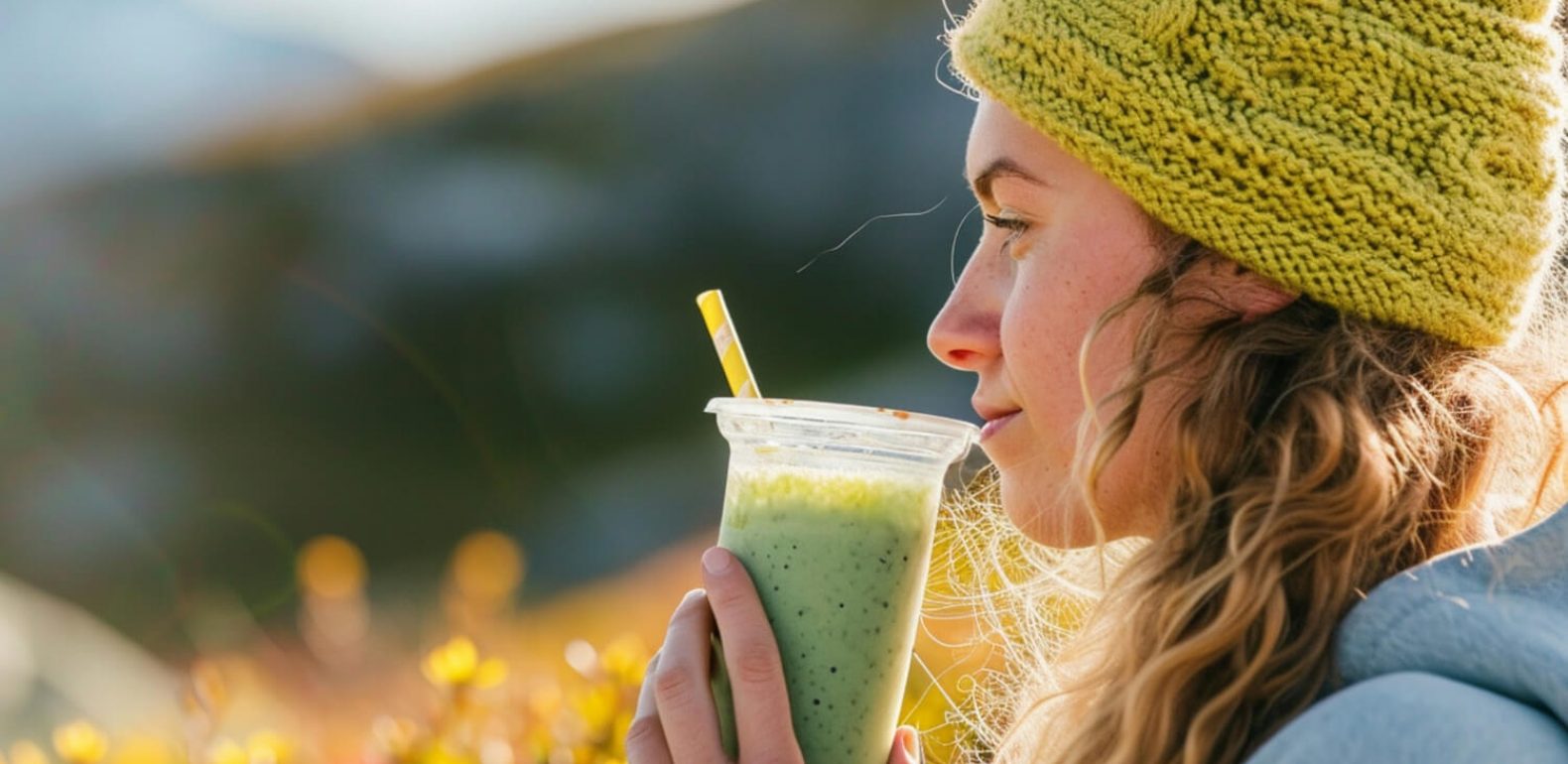 Femme qui boit un smoothie