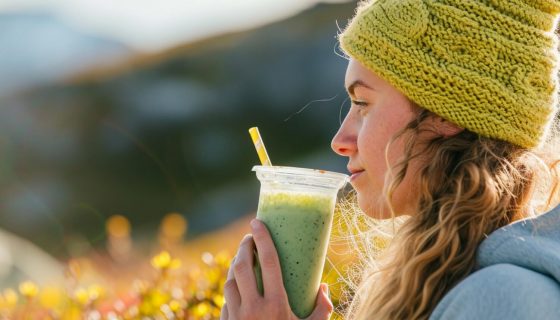 Femme qui boit un smoothie