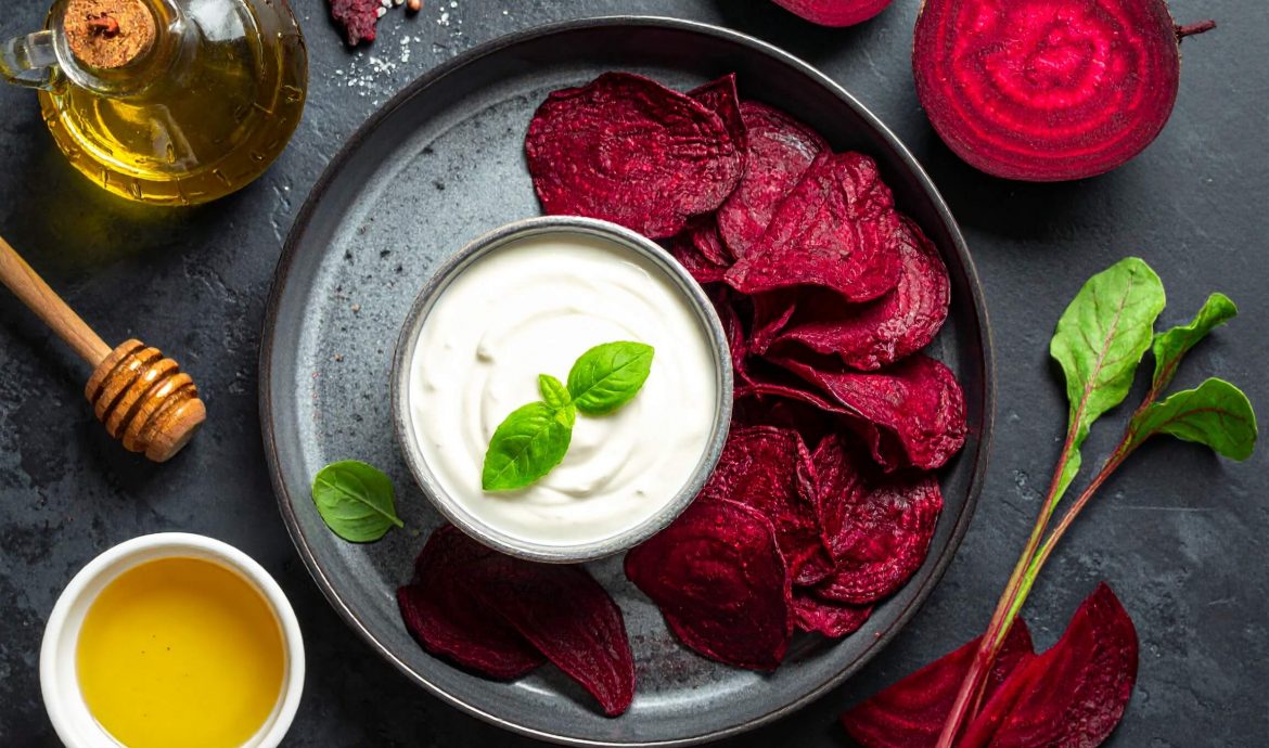 Chips de betteraves vu du dessus