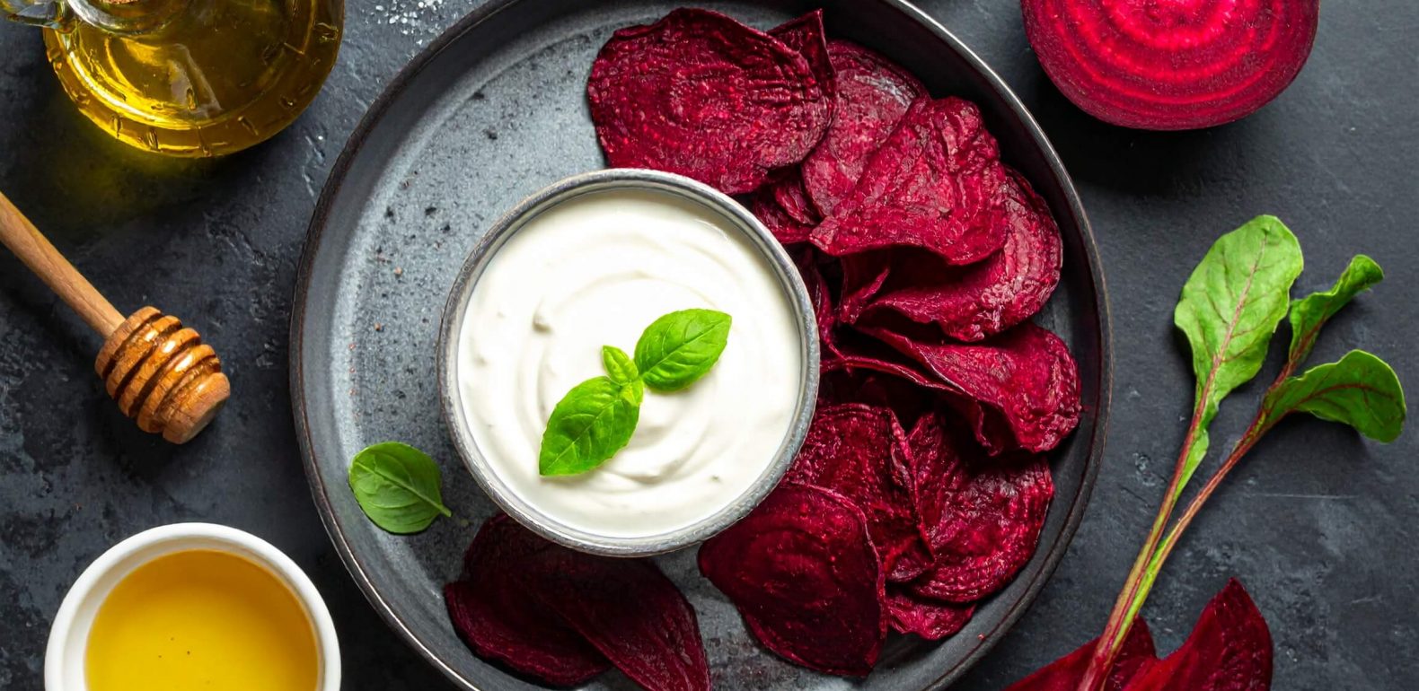 Chips de betteraves vu du dessus